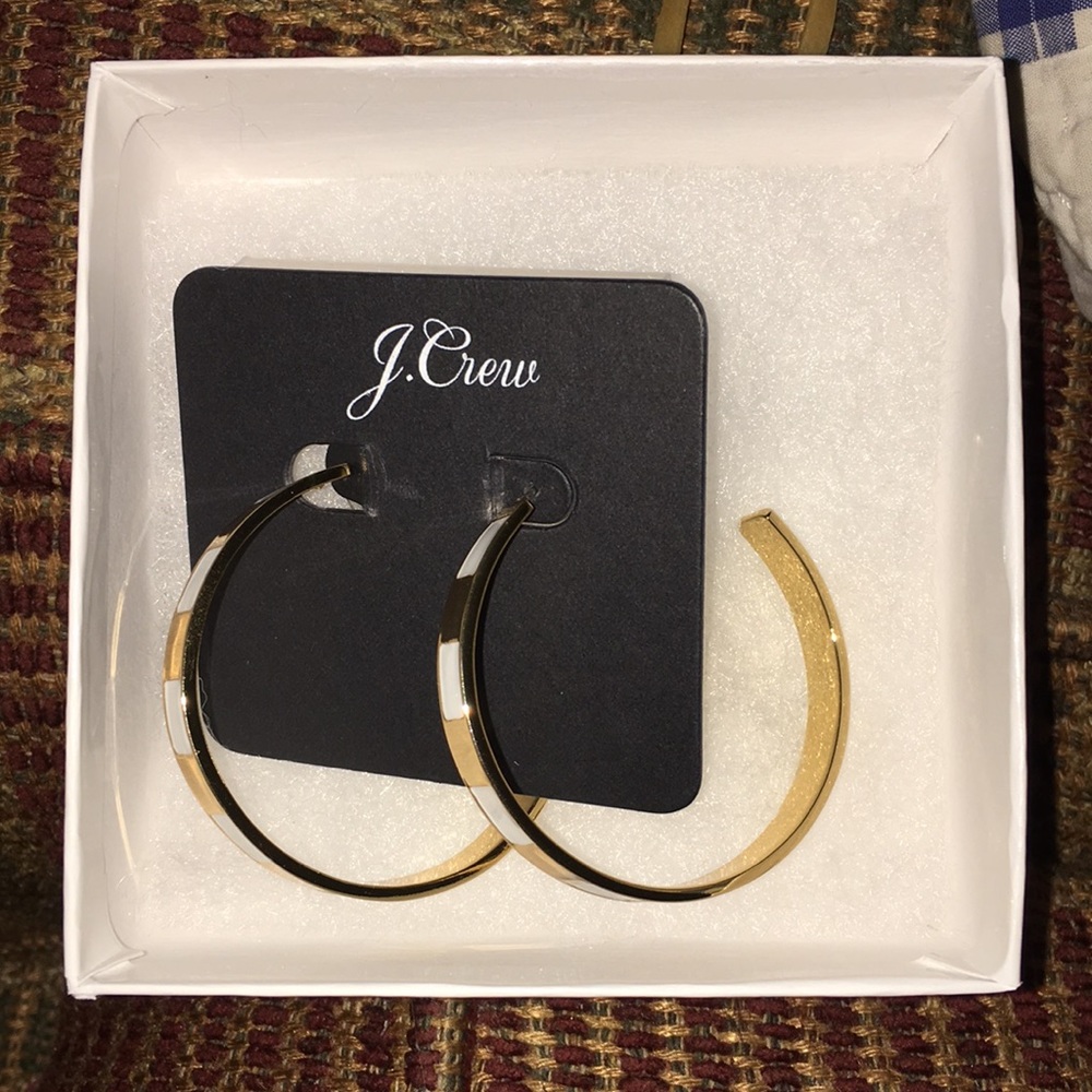 J. Crew Striped Enamel Hoop Earrings Red or White NWT purchased from Nordstroms